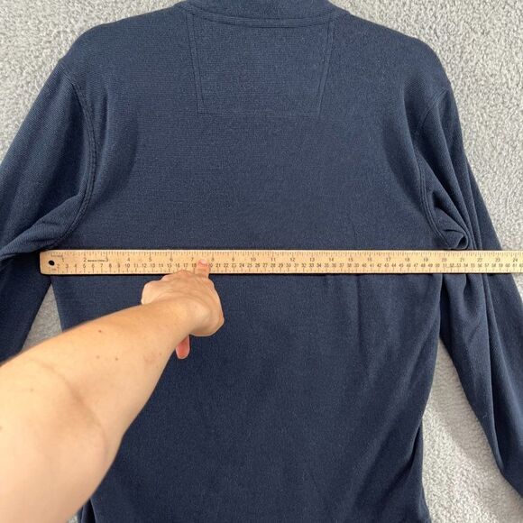 L.L. Bean mens quarter zip fleece pullover sweater Navy Blue Size Small - Picture 5 of 10
